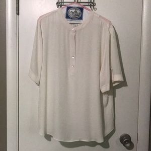 CHICO’S - Blush Pink Oversized Sheer SS blouse EUC